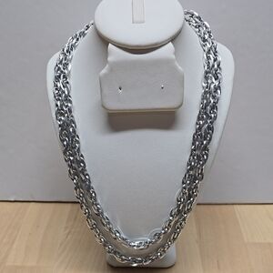 {Sarah Coventry} Silver Byzantine-style Necklace with Intricate Chainmail Design